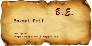 Baksai Emil névjegykártya